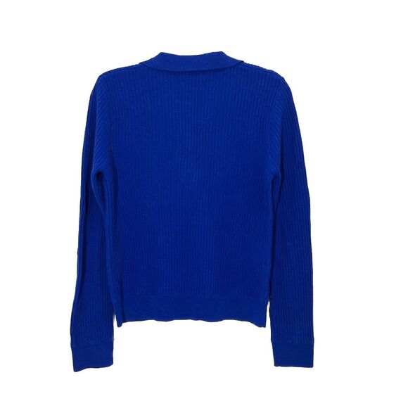 R+A Sweater Women’s XS Cashmere Royal Blue Ribbed Collared Pullover - Picture 2 of 7